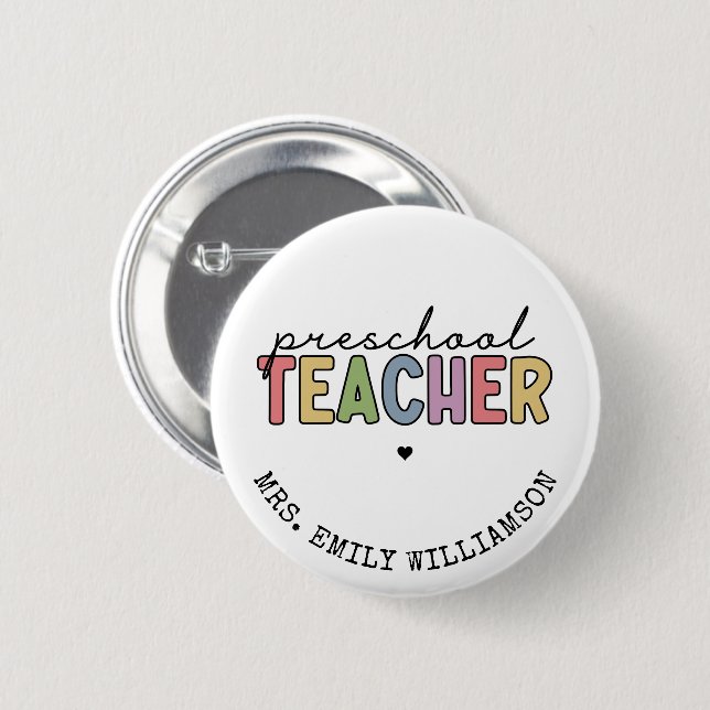 Personalisierte Geschenke für Vorschullehrer Button (Vorne & Hinten)