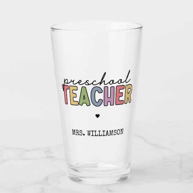 Personalisierte Geschenke für Vorschullehrer Glas (Vorderseite)