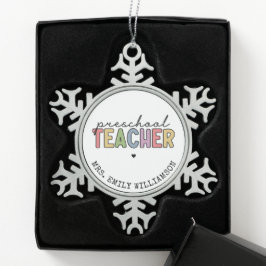 Personalisierte Geschenke für Vorschullehrer Schneeflocken Zinn-Ornament