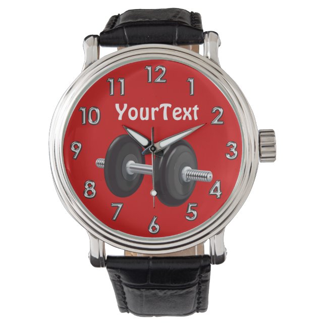 Personalisierte Geschenke für Weichtlifters Barbel Armbanduhr (Vorderseite)