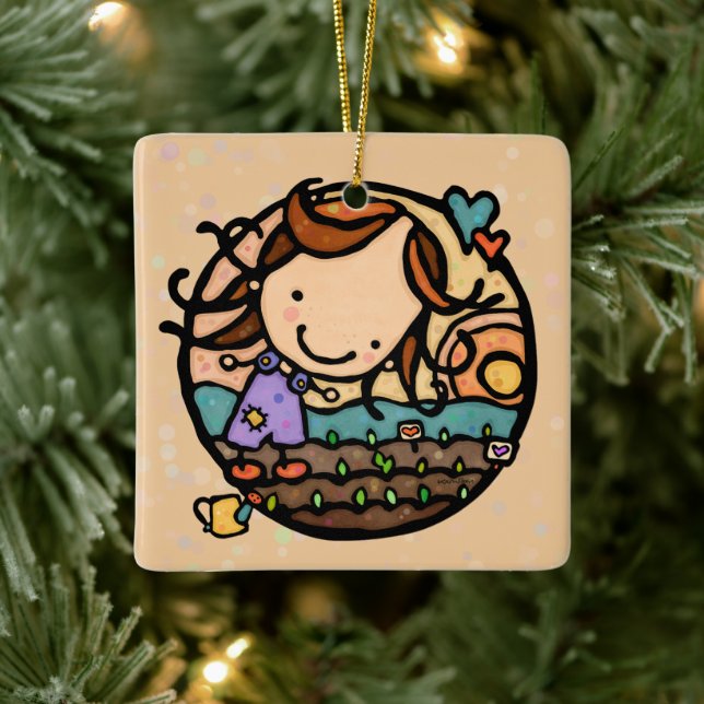 Personalisierte Geschenke Lieben Gärtnerland Girl Keramikornament (Baum)