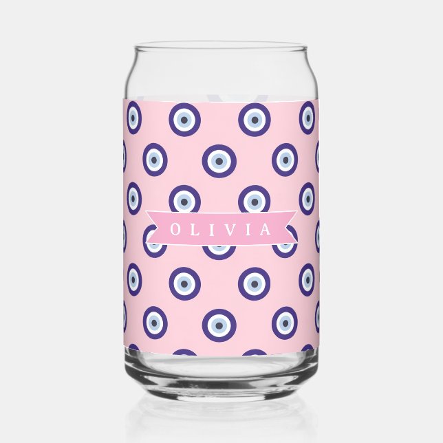 Personalisierte Geschenke mit Böser-Augen-Muster i Dosenglas (Vorderseite)