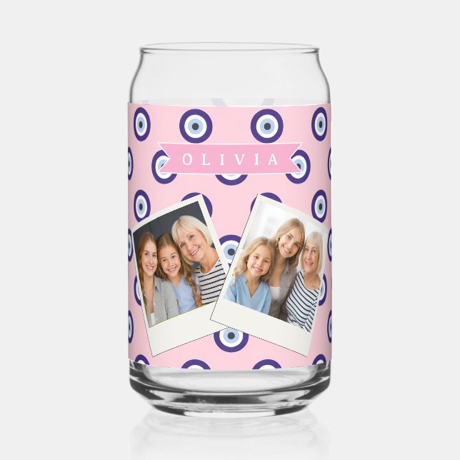 Personalisierte Geschenke mit Böser-Augen-Muster i Dosenglas (Vorderseite)