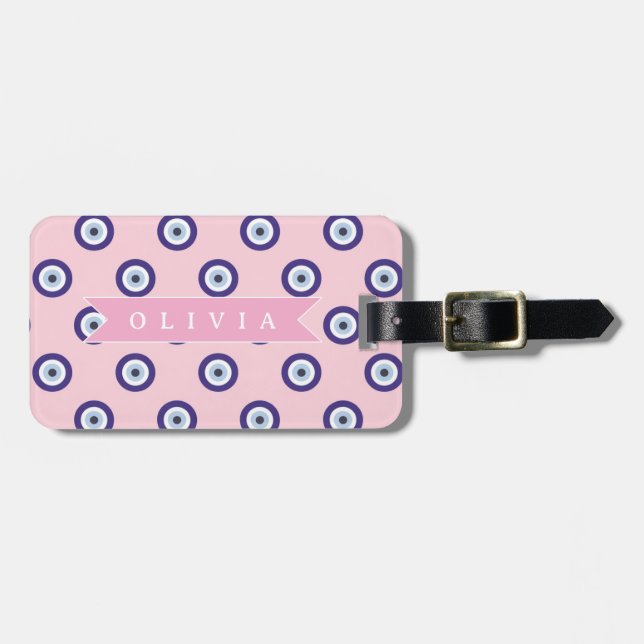 Personalisierte Geschenke mit Böser-Augen-Muster i Gepäckanhänger (Vorderseite horizontal)