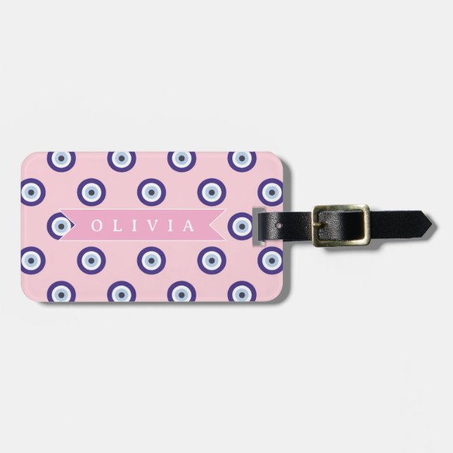 Personalisierte Geschenke mit Böser-Augen-Muster i Gepäckanhänger (Vorderseite horizontal)