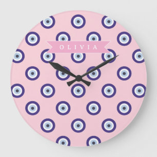 Personalisierte Geschenke mit Böser-Augen-Muster i Große Wanduhr