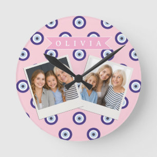 Personalisierte Geschenke mit Böser-Augen-Muster i Runde Wanduhr