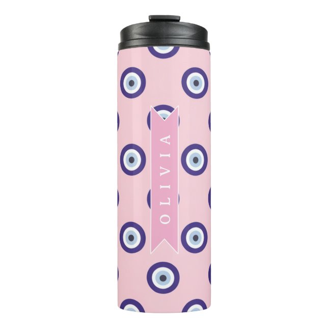Personalisierte Geschenke mit Böser-Augen-Muster i Thermosbecher (Vorderseite)