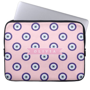Personalisierte Geschenke mit rosa bösen Augen-Mus Laptopschutzhülle