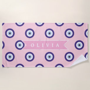 Personalisierte Geschenke mit rosa bösen Augen-Mus Strandtuch