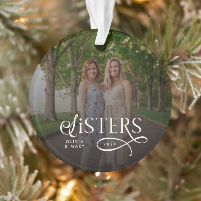 Personalisierte Geschenke mit Schwesternfoto und M Ornament (Baum)