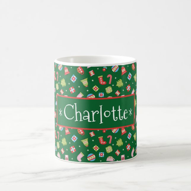 Personalisierte Geschenke von Christmas Green Kaffeetasse (Mittel)