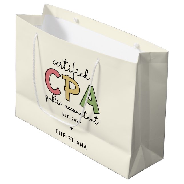 Personalisierte Geschenke von Wirtschaftsprüfern m Große Geschenktüte (Vorderseite Schrägansicht)