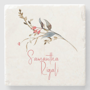 Personalisierte Geschenke Wasserfarbe Botanische B Steinuntersetzer