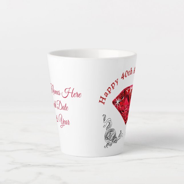 Personalisierte Geschenke zum 40. Jahrestag, letzt Milchtasse (Vorderseite)
