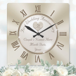 Personalisierte Geschenke zum einjährigen Hochzeit Quadratische Wanduhr