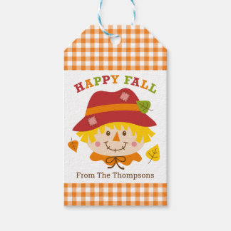 Personalisierte Geschenkmarke "Happy Fall Scarecro Geschenkanhänger