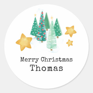 Personalisierte Geschenkname-Sticker - Weihnachtsb Runder Aufkleber