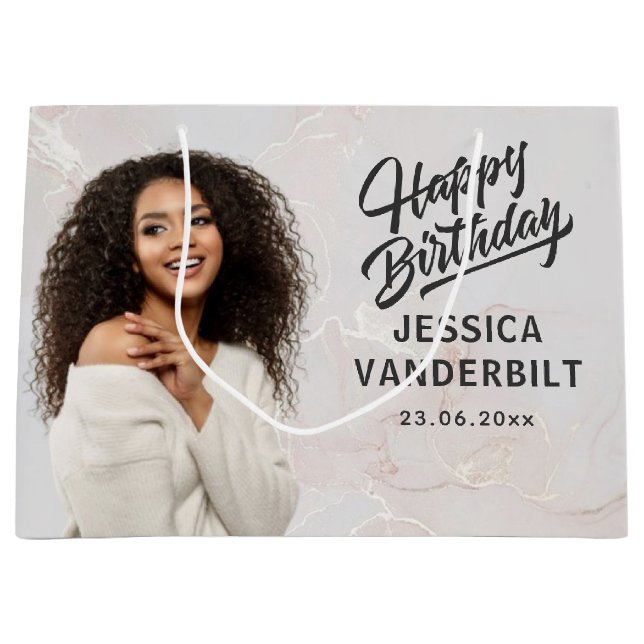 Personalisierte Geschenktasche für elegantes Foto Große Geschenktüte (Vorderseite)