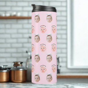 Personalisierte Gesichtshälfte 2 Fotos, benutzerde Thermosbecher