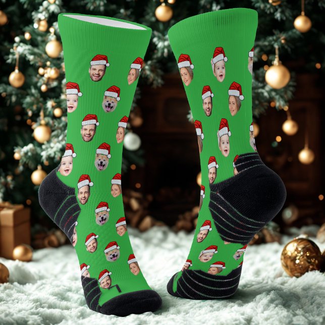 Personalisierte Gesichtssocken, Weihnachtsmannmütz Socken (Von Creator hochgeladen)