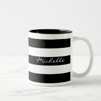 Personalisierte gestreifte Schwarzweiss-Tasse Zweifarbige Tasse