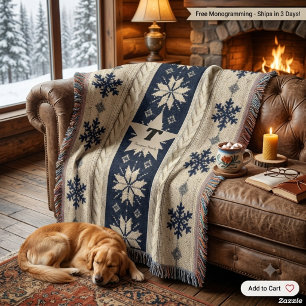 Personalisierte gestrickte Weihnachtsdecke mit Mon Decke