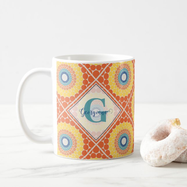 Personalisierte geteerte Ägäische Sommerradiant Ma Kaffeetasse (Mit Donut)