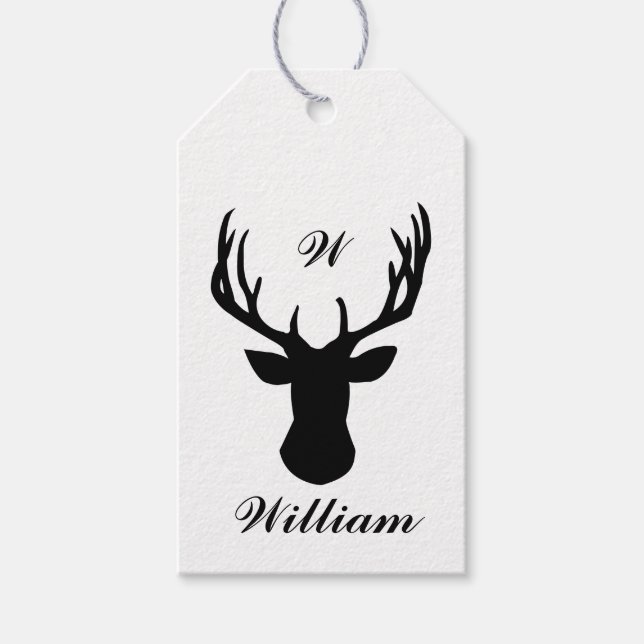 Personalisierte Gift Tags - Stag Hirsch Kopf Geschenkanhänger (Vorderseite)