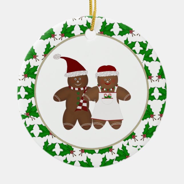 Personalisierte Gingerbead Paare mit Keramikornament (Vorne)