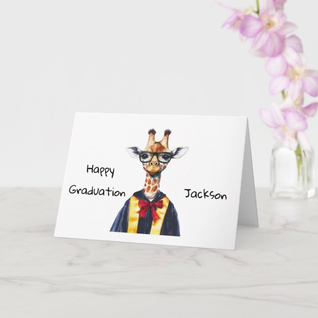Personalisierte Giraffe-Abschlussfeier Cufe  Karte (Orchidee)