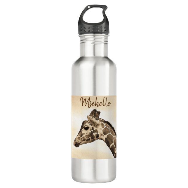 Personalisierte Giraffe-Fitness Edelstahlflasche (Vorderseite)