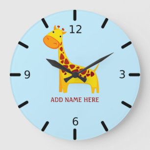 Personalisierte Giraffe Große Wanduhr