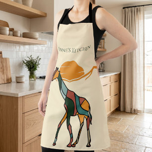 Personalisierte Giraffe-Küchenschürze mit Namen Schürze