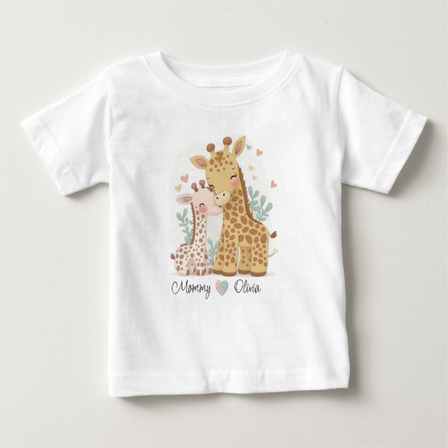 Personalisierte Giraffe Liebe Baby T - Shirt (Vorderseite)