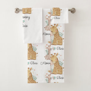 Personalisierte Giraffe Liebe Handtuch Set