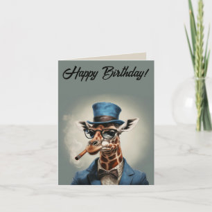 Personalisierte Giraffe mit Zylinder Frohen Geburt Karte