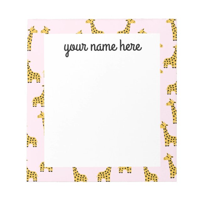 Personalisierte Giraffe Notepad Notizblock (Vorderseite)