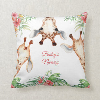 Personalisierte Giraffe Rosa Blüte Kissen