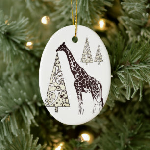 Personalisierte Giraffe und Weihnachtsbaumen Urlau Keramik Ornament