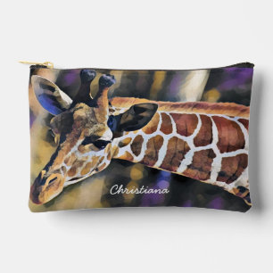 Personalisierte Giraffe Wasserfarben Kunst Zubehörtasche