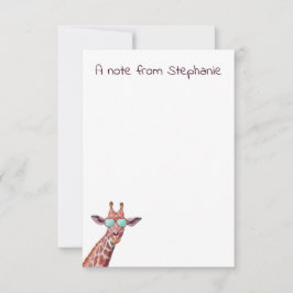 Personalisierte Giraffe Watercolor Lila Funny Mitteilungskarte