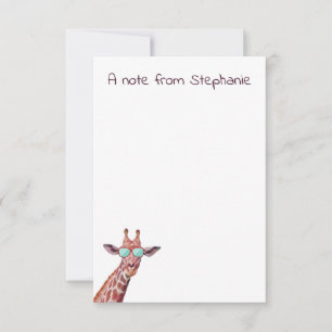 Personalisierte Giraffe Watercolor Lila Funny Mitteilungskarte