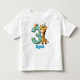 Personalisierte Giraffe zum 3. Geburtstag Kleinkind T-shirt
