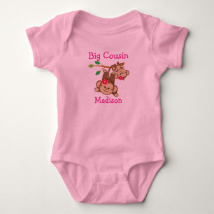 Personalisierte Girl Affen Big Cousin Baby Strampler