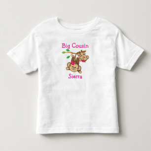 Personalisierte Girl Affen Big Cousin Kleinkind T-shirt