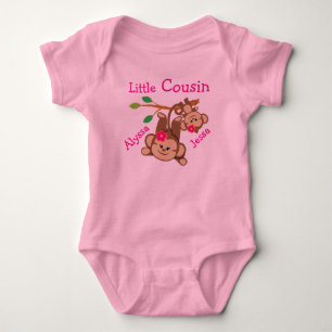 Personalisierte Girl Affen Kleiner Cousin Baby Strampler