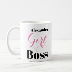 Personalisierte Girl Boss Pink Schwarze elegante S Kaffeetasse