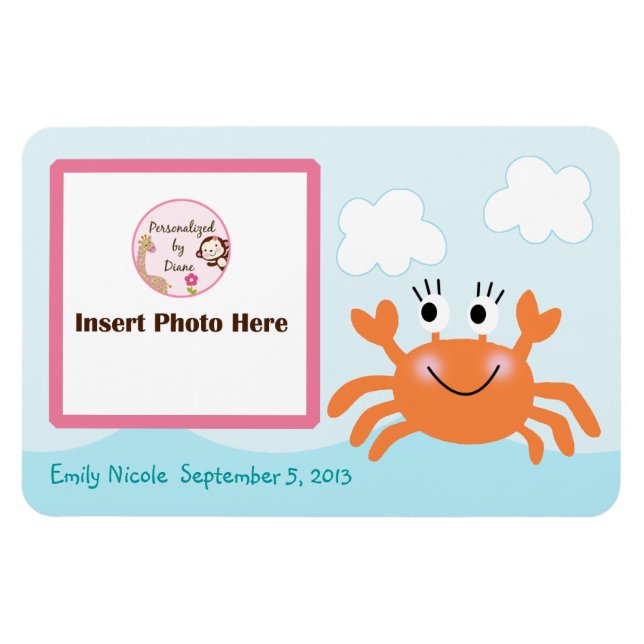 Personalisierte Girl Crab Foto Magnet Keepake (Horizontal)