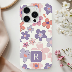 Personalisierte Girl-farbige Blume Muster iPhone 15 Pro Hülle